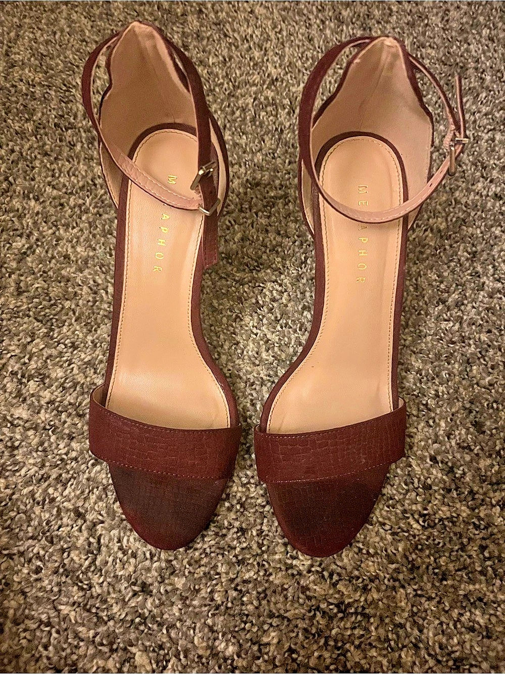 Metaphor Burgundy Ankle Strap Heels